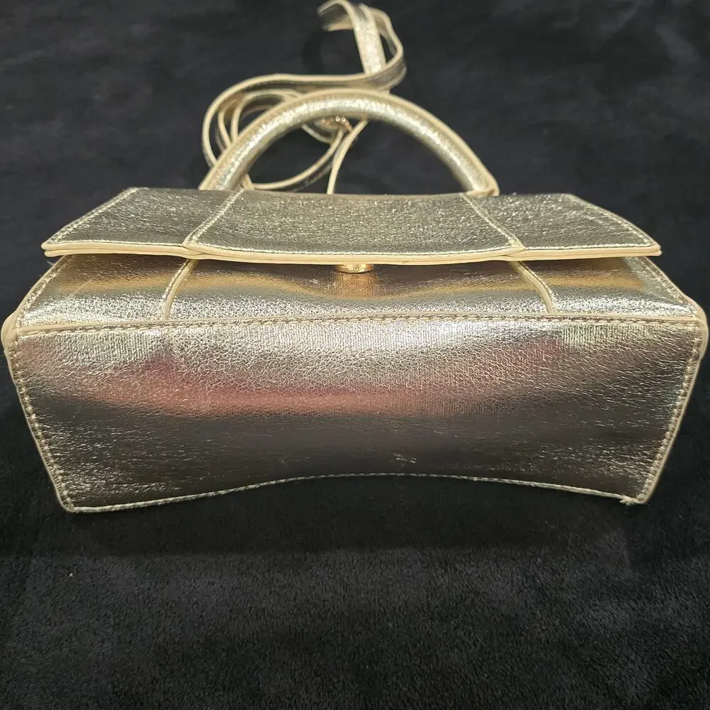 Gold Faux Leather Crossbody & Hand Held Purse Multi Wear Clutch